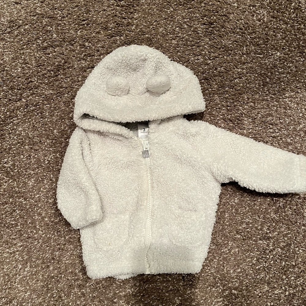Baby Gap Fuzzy Hooded Jacket - Cream